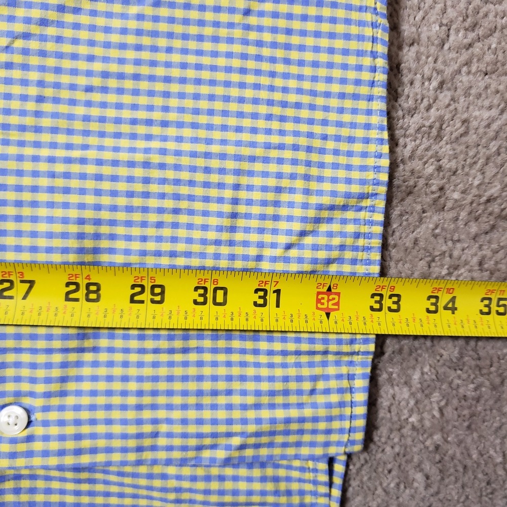 Gitman Bros Shirt Men Large Yellow Blue Micro Check Long Sleeve USA Casual - Picture 10 of 11